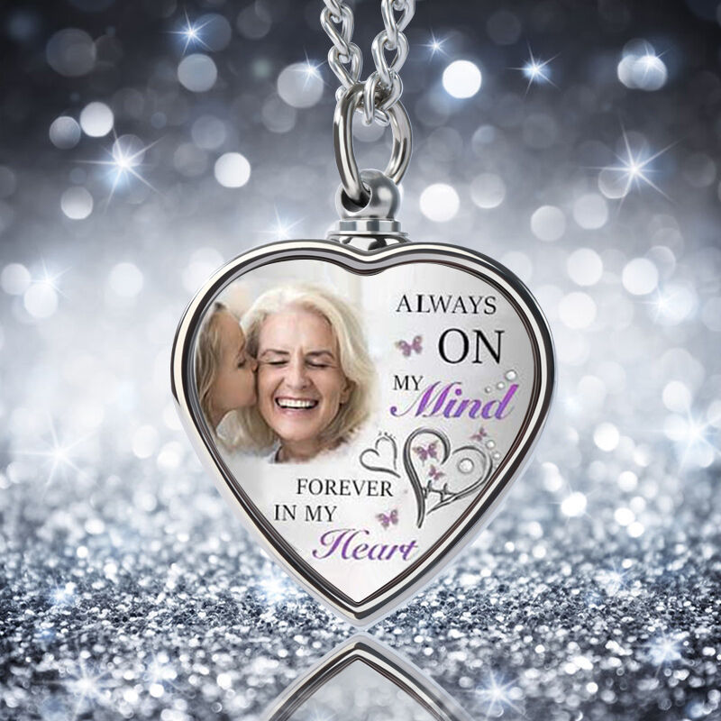 Always On My Mind & Forever In My Heart Custom Picture Urn Necklace Sincere Gift