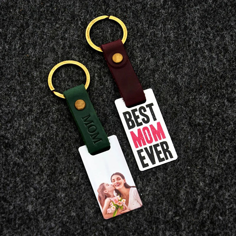 "Best Mom Ever"Personalized Keychain with Photo for Mom