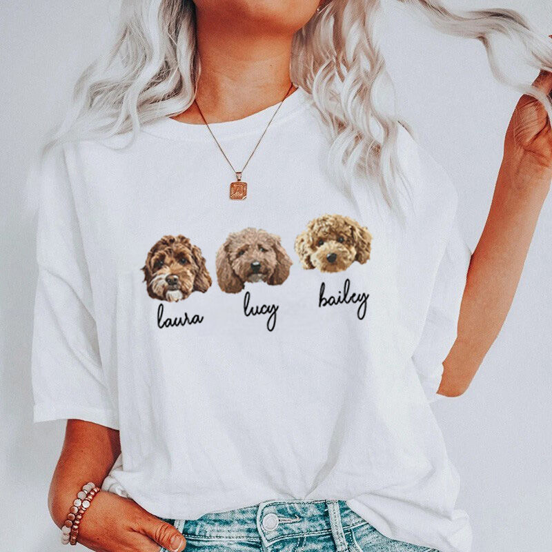 Personalized T-shirt with Custom Pet Headshot and Name for Pet Lover