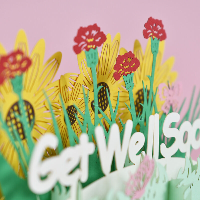 3D Pop Up Card Get Well Soon Sunflower Design Sympathy Gift for Friends