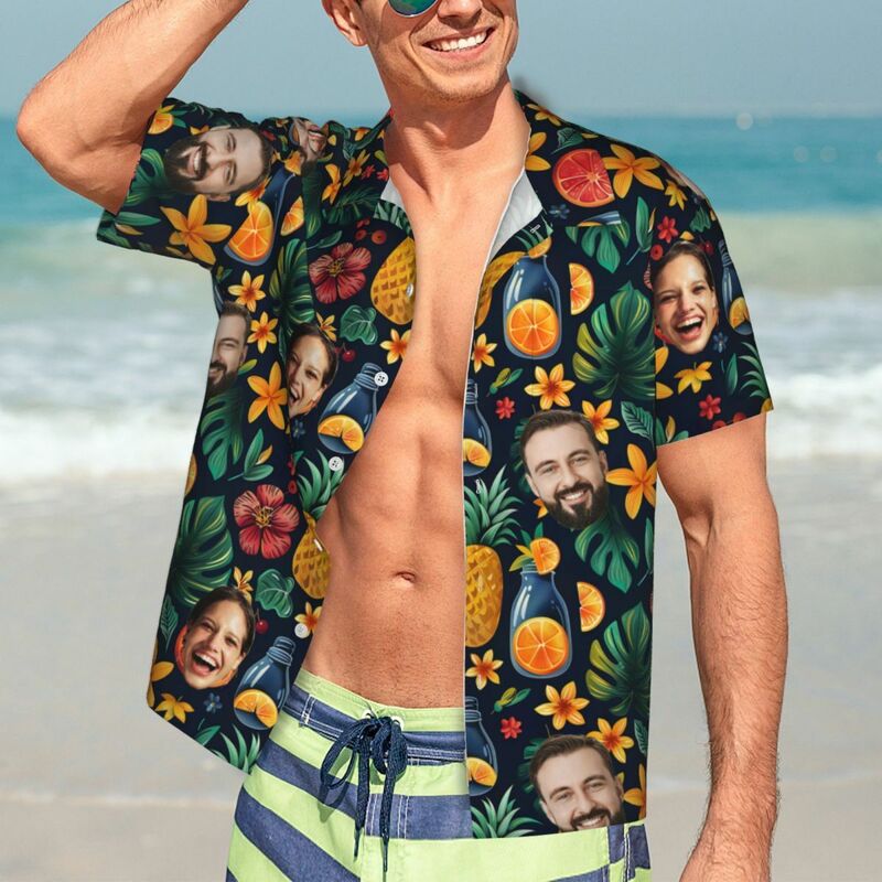 Camicie hawaiane personalizzate Top da uomo con stampe di frutta tropicale per coppia