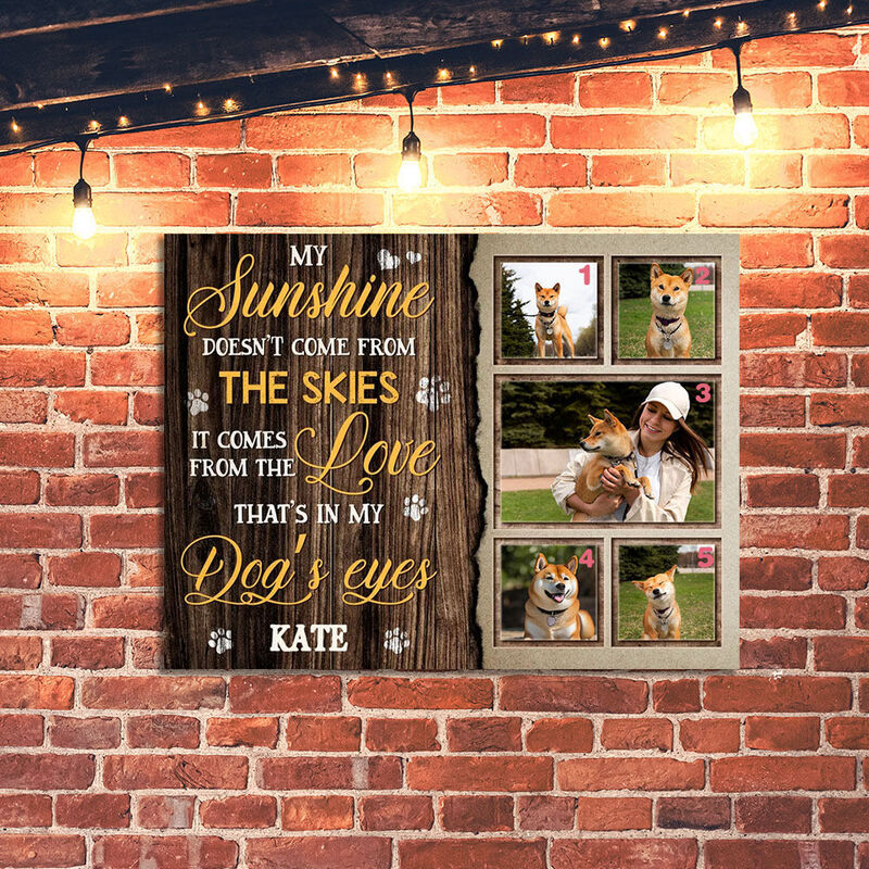 Personalized Picture Canvas Wall Art Stylish Gift for Pet Lover "My Sunshine"