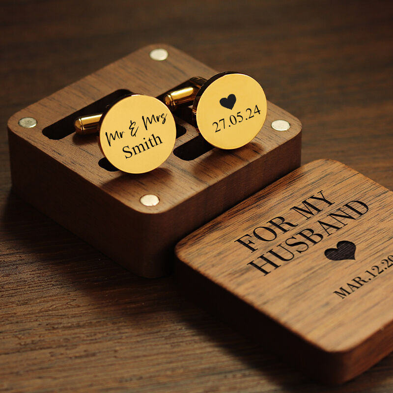 Personalisierte Manschettenknopf Herr und Frau Name Design Perfektes Hochzeitsgeschenk für Ihn Ehemann