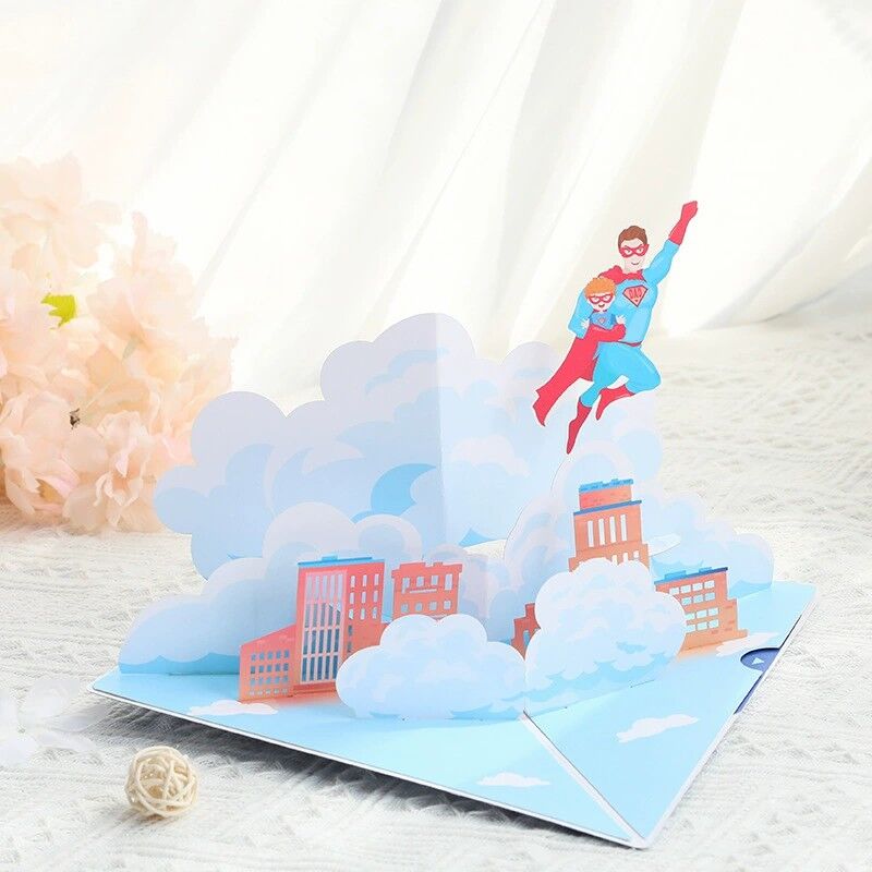 3D Pop Up-kort Super Dad Cool Superman Design Attraktiv present till fars dag