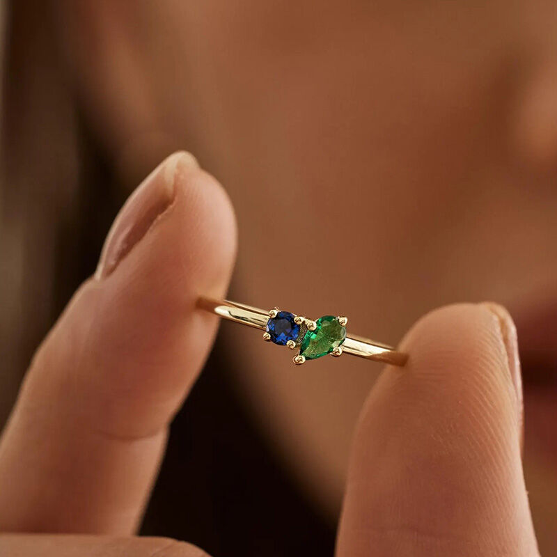 Personalisierte Birthstone Ring Schönes Geschenk für Paare