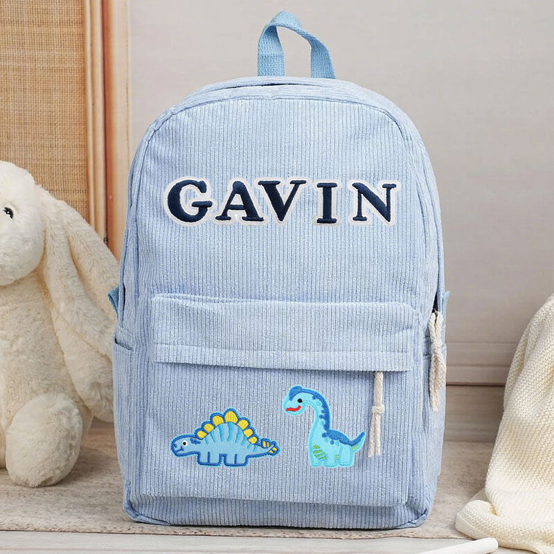Personalized Backpack with Dinosaur Embroidery Patch Children's School Bag for Boys