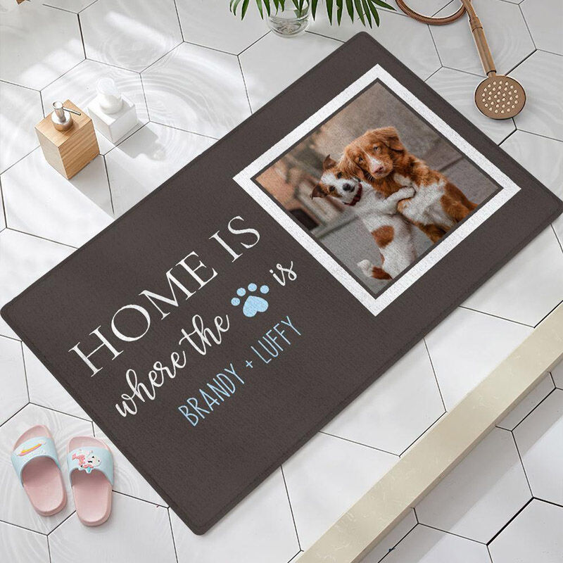 Custom Cute Pets Photo Engraved Floor Mat Brown