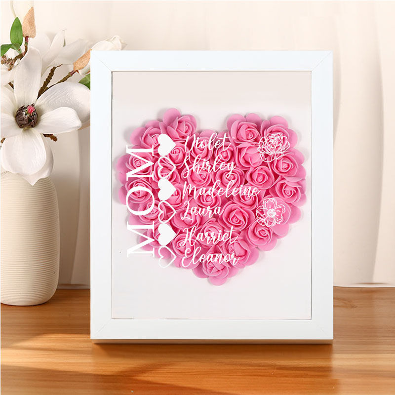 Personalized Rose Flower Shadow Box With Name Gift for Families-Love You Mom
