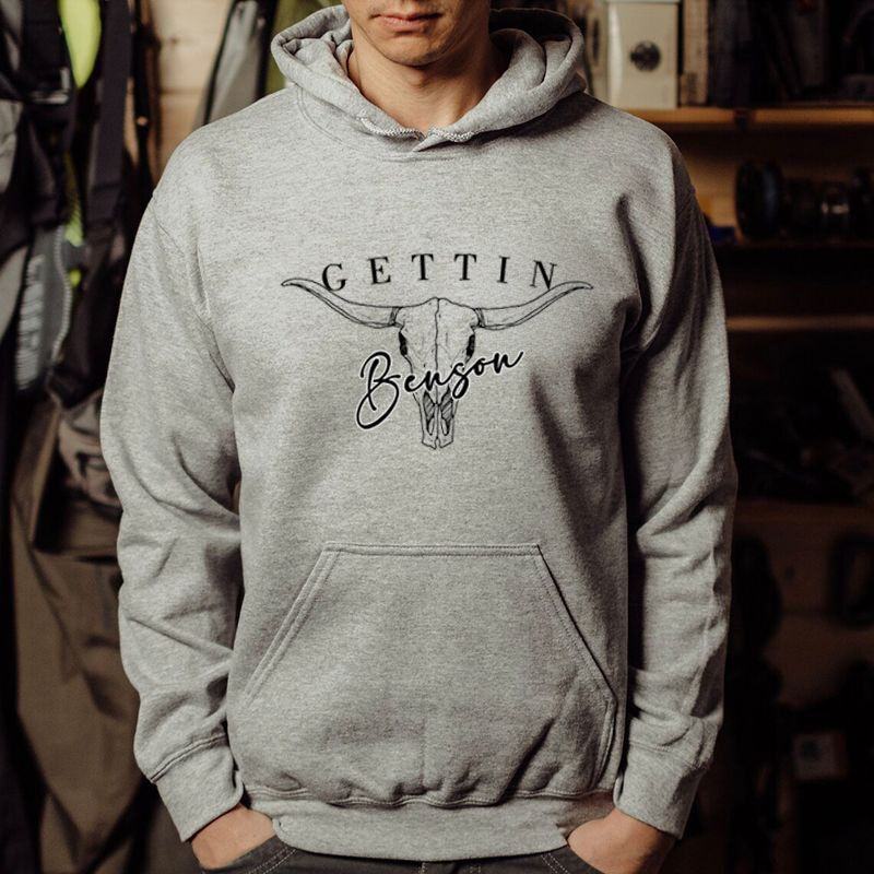 Personalized Hoodie with Custom Name Gettin Logo Bull Head Design Cool Gift for Him