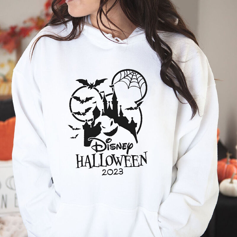 Personalized Date Hoodie with Horror Castle Pattern Creative Halloween Gift
