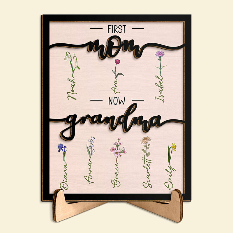 Personalized Birth Flower Frame with Beautiful Custom Name Perfect Gift for Best Mom