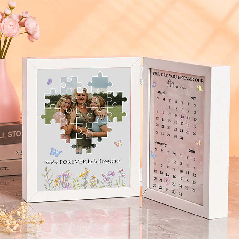 Personalized Flower Shadow Box We're Forever Linked Together Custom Dates Unique Mother's Day Gift