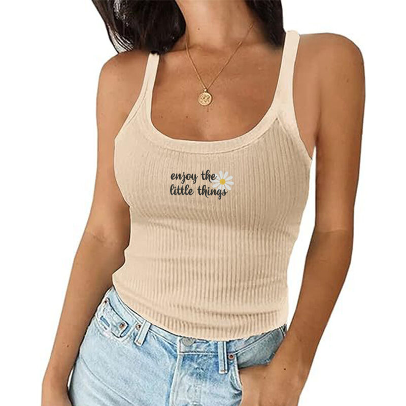 Personalized Tank Top Embroidered Camisole Enjoy The Little Things Daisy Design Exquisite Gift for Her