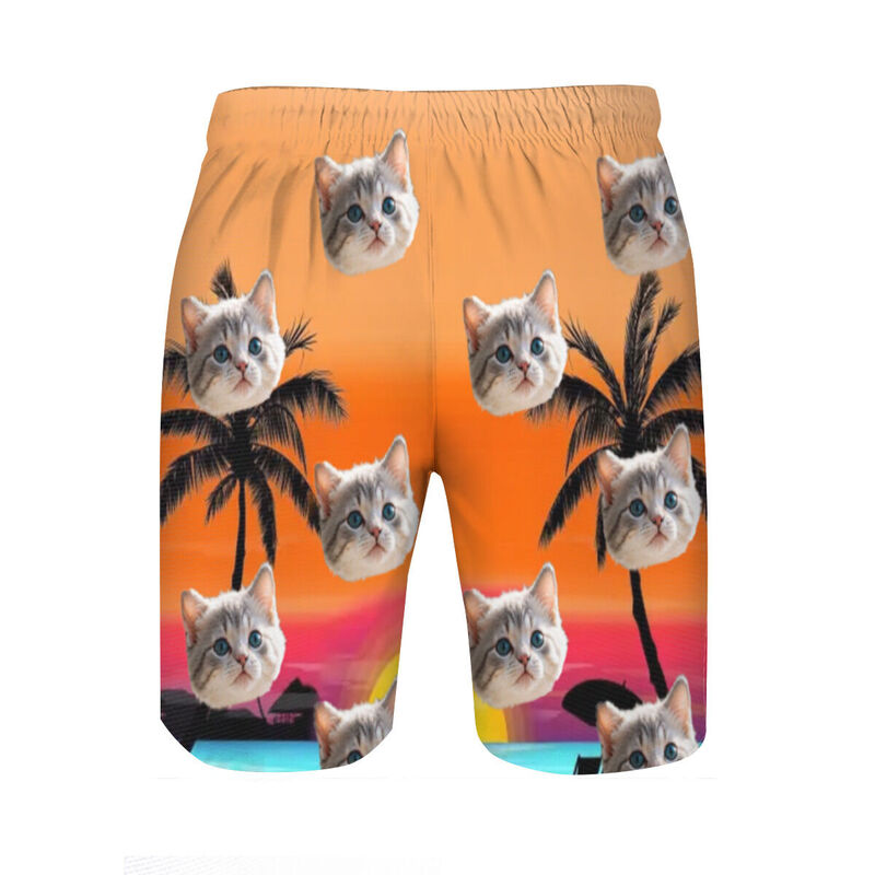 Pantalones cortos de playa personalizados para hombre con estampado de atardecer en el mar, regalo minimalista para amigos