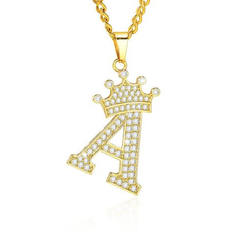 Crown Letter Pendant Custom Initial Necklace