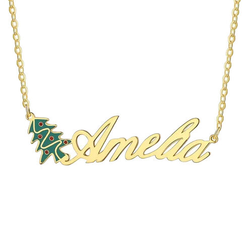 Personalized Christmas Tree Name Necklace