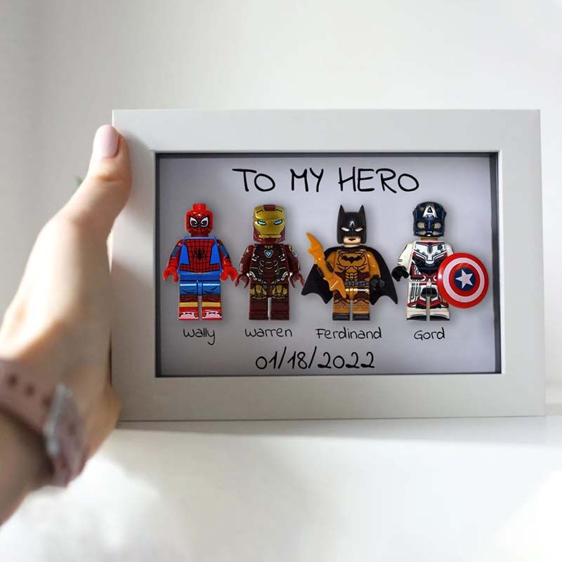 "To Our Hero" Custom Superhero Family Frame White