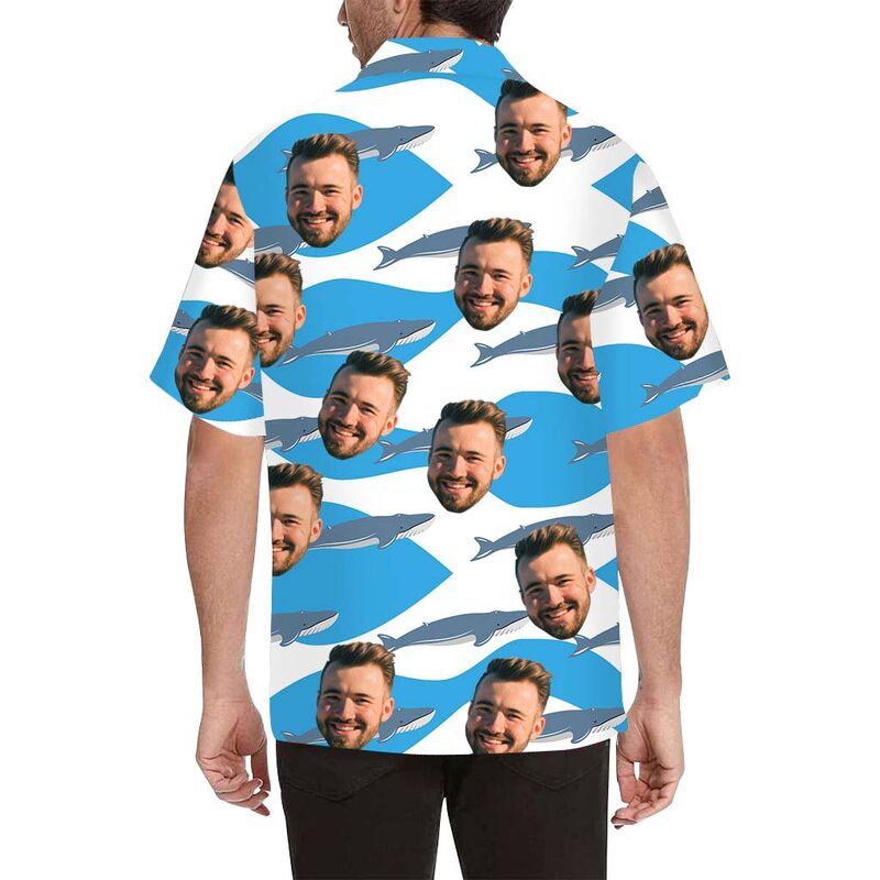 Custom Face Shark Men's All Over Print Hawaiian Shirt