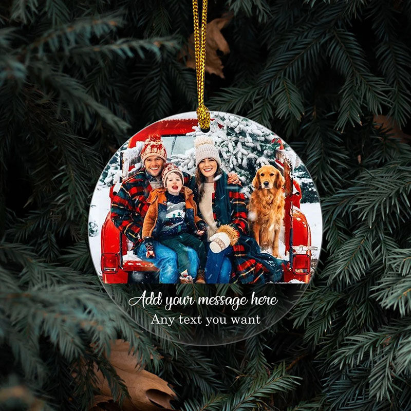 Personnaliser Famille Photos Noms Avec l'arbre de Noël Décorations Cadeaux