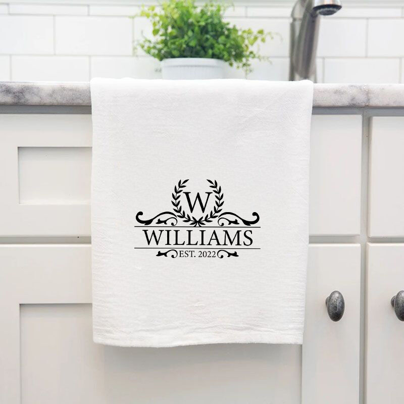 Personalized Towel with Custom Letter and Year Aesthetic Pattern Design for Family