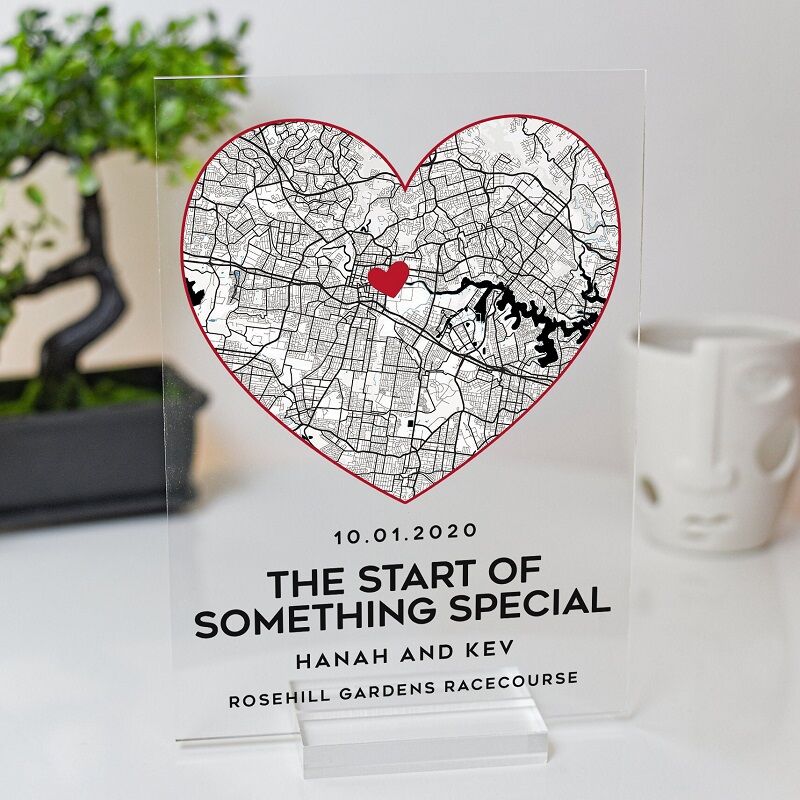 Personalized Acrylic Plaque Our First Date with Custom Heart Map Design  Creative Gift for Couple's Anniversary