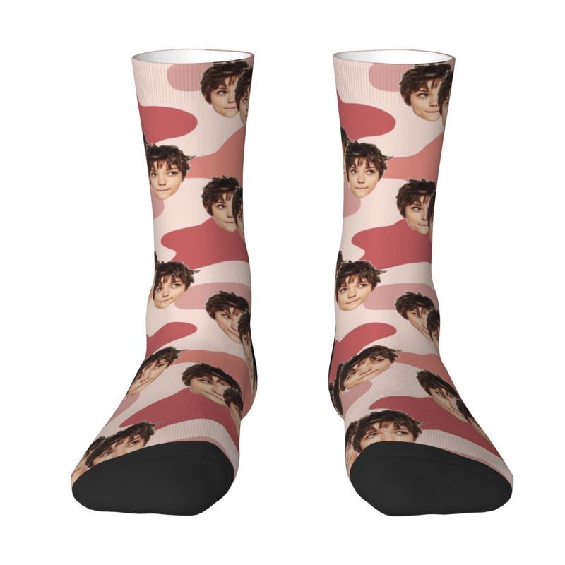 Individuelle Socken Bunte Kuh-Muster drucken Lustige Drei-Gesichter-Fotos