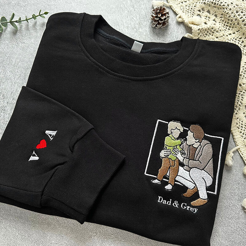 Gepersonaliseerd sweatshirt met geborduurde foto en eigen naam Aantrekkelijk Vaderdagcadeau
