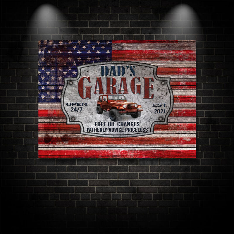 Personalized Date Canvas Wall Art with Custom Car Pattern Interesting Gift for Dad
