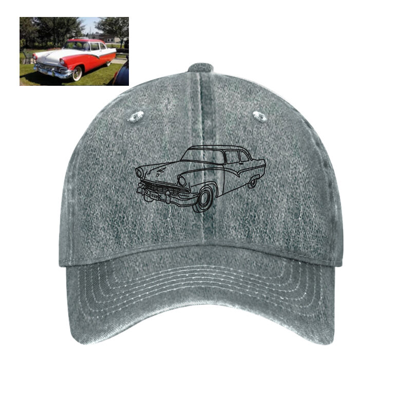 Personalized Hat Custom Car Photo Line Design Perfect Gift for Car Lovers
