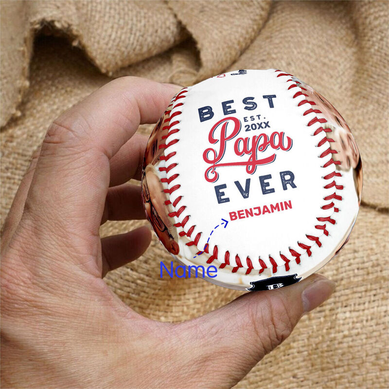 Personalisierbarer Baseball mit Fotos und Jahr Geburtstagsgeschenk für Papa