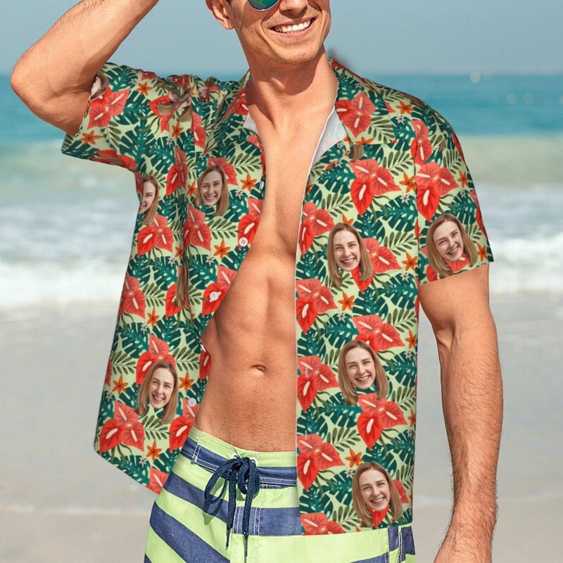 Personalisiertes Hawaiihemd Tropischer Stil Urlaub Oberteil Unisex