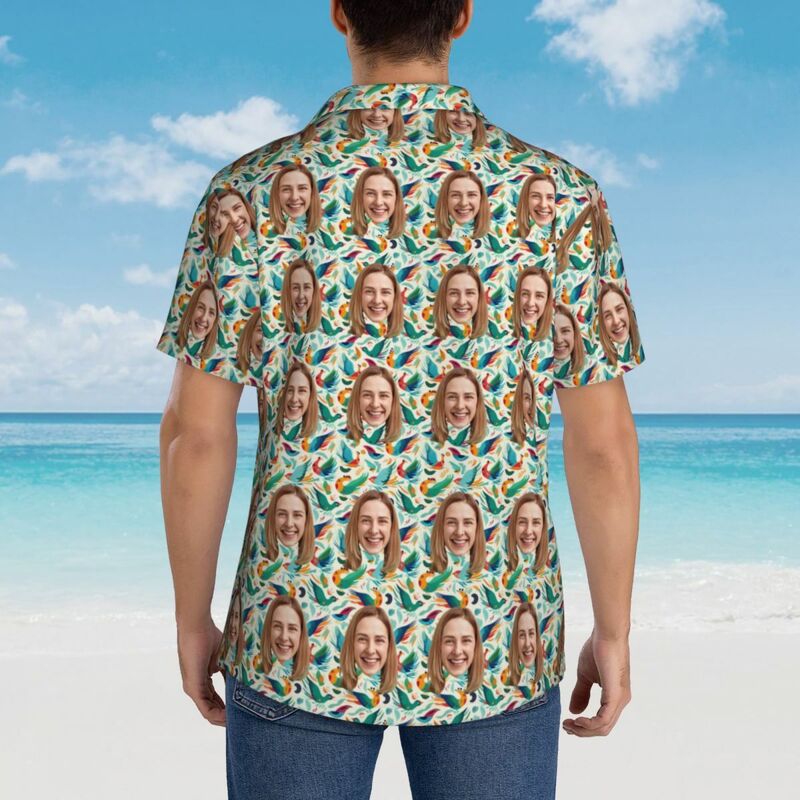 Customized Hawaiian Shirt with Bird Print Tropical Style Top for Men