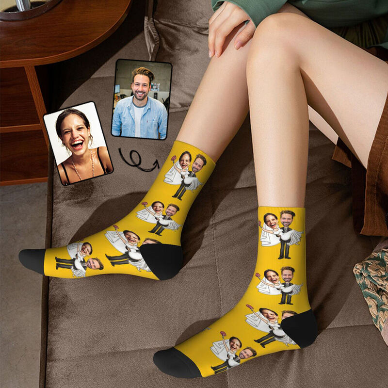 Personalized Face Socks Couple Wedding Photo Gift for Friends