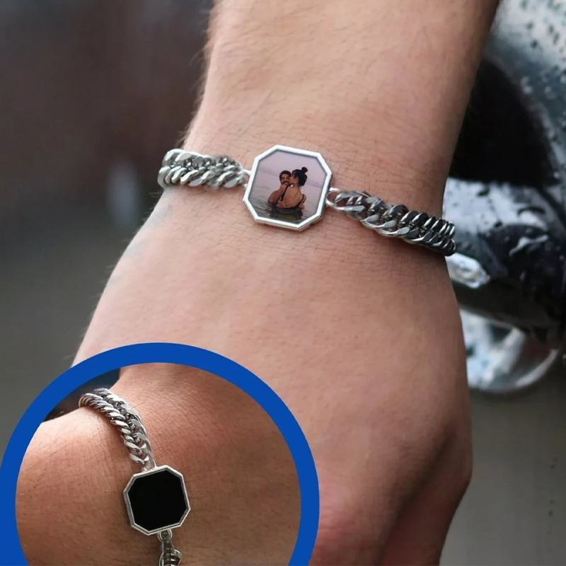 Personalized Thermal Display Photo Bracelet Simple Christmas Gift For Him