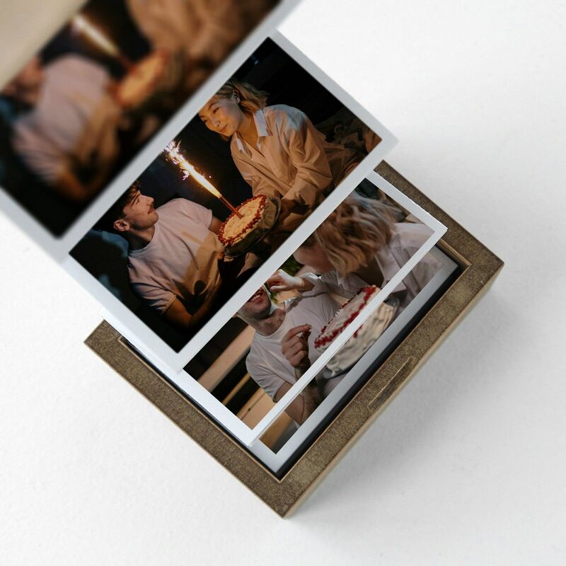 Custom Wooden Photo Box Add 14 Photos Love Photo Album Anniversary Gift for Couple