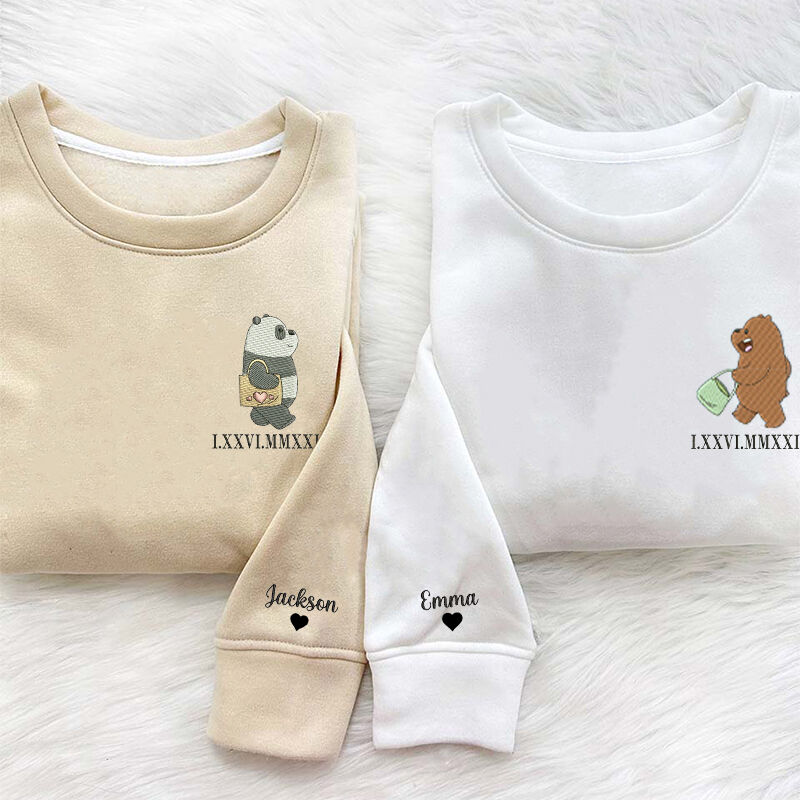 日付 ローマ字 ハート 名前 刺繍 動物 トレーナー スウェット オーダーメイド