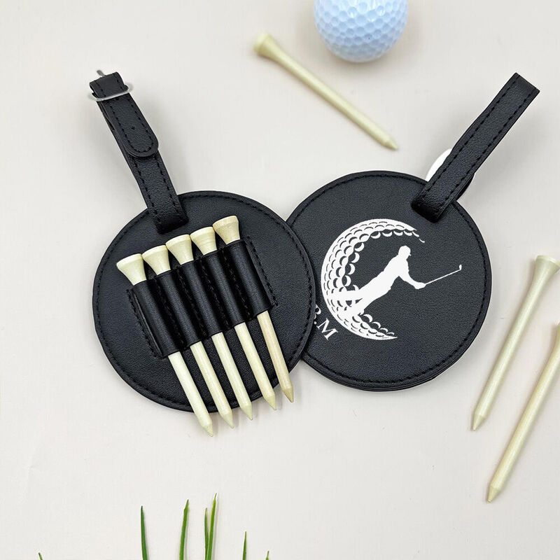 Personalisiertes Golf-Tee-Speicher-Beutel Leder Individuelle Buchstaben Golf-Zubehör für ihn