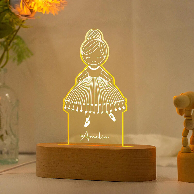 Personalized Name Night Light with Dancer Pattern Lovely Gift for Girl