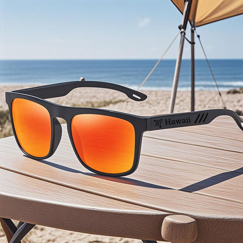 Personalized Sunglasses Holiday Destination Carved Wooden Frame Gift for Friends