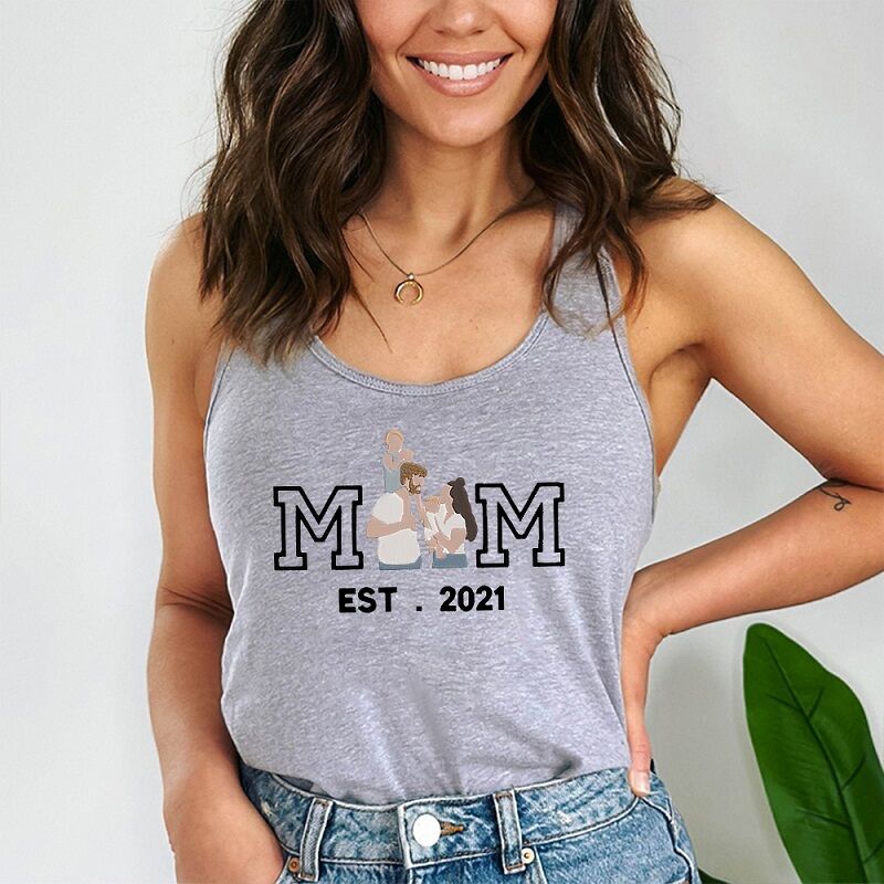 Personalized Tank Top Custom Family Photo Design Attractive Gift for Mother's Day