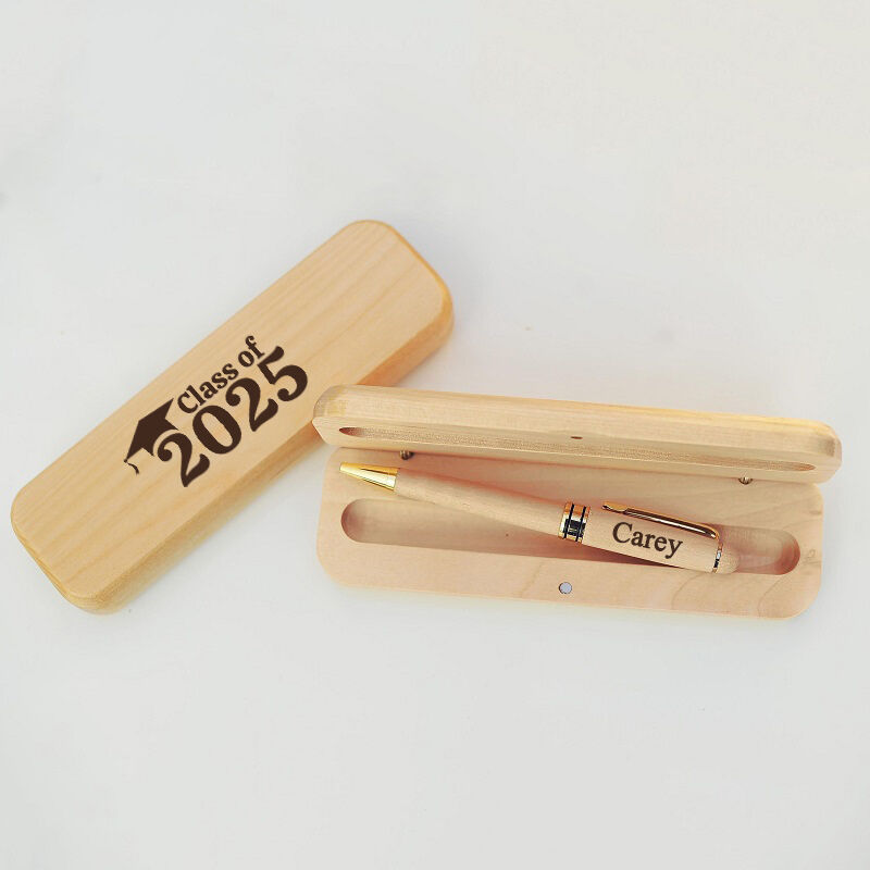 Personalized Pen Wooden Box Class Of The Year Graduation Cap Design Perfect Gift for Graduates