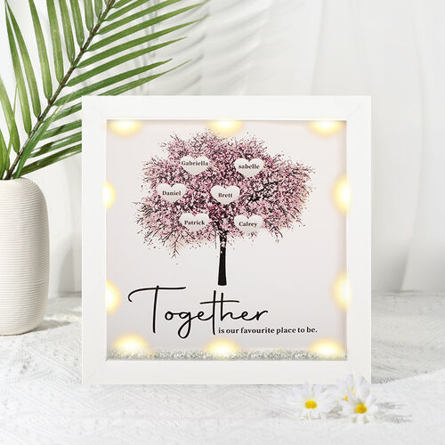 "Together Is Our Favorite Place To Be" Custom Name Family Tree Frame Gift for Mom & Dad