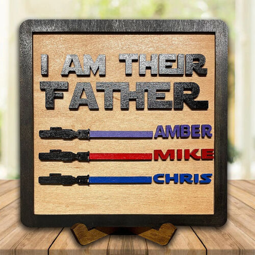 Personalized Name Puzzle Frame I Am Their Father with Lightsaber Sign for Father's Day Gift