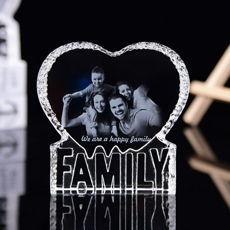 Personalized Crystal Family Heart Laser Engraved Photo Frame