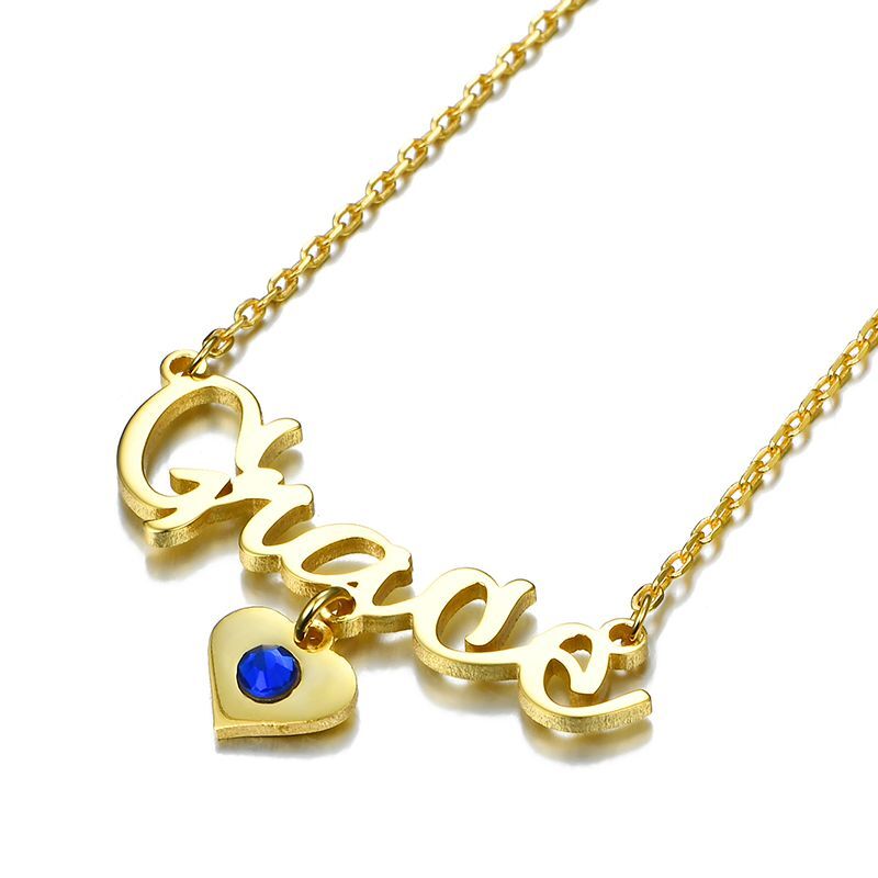 "Be Together" Personalized Name Necklace With Birthstone