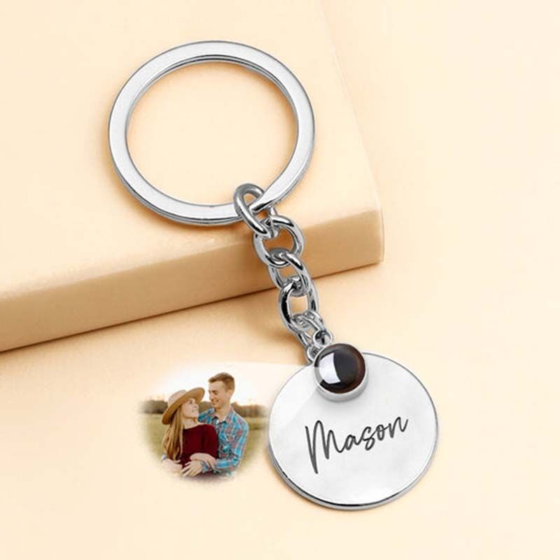 Picture Projection Keychain Engraved Disc Personalized Keychain