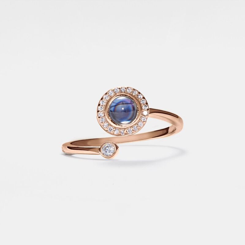 Ring med personlig fotoprojektion och diamanter Unik julklapp till henne