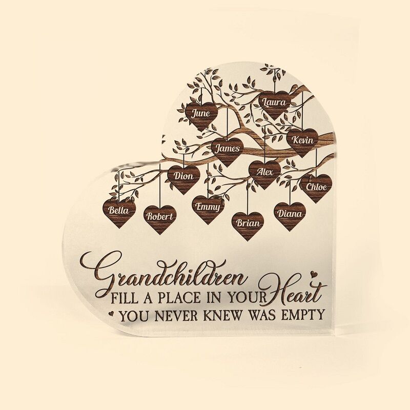 Personalized Heart Shaped Acrylic Plaque Fill A Place In Your Heart Unique Gift for Family
