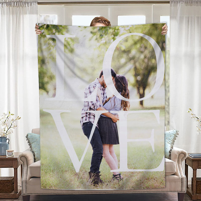 Personalized Picture Blanket Stylish Gift for Couples "Love"