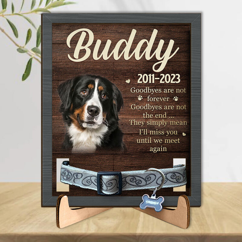 Personalized Picture Frame I'll Miss You Until We Meet Again with Dog Collar Design Memorial Gift for Pet Lover